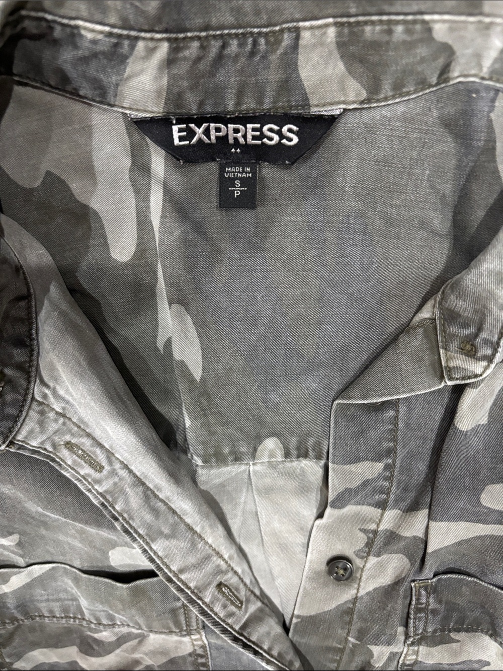 Express Camo Button-Up Shirt - Olive Green & Light Gray - Picture 5 of 5
